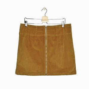 Wild Fable Camel Brown Corduroy Full Zip Front Mini Skirt